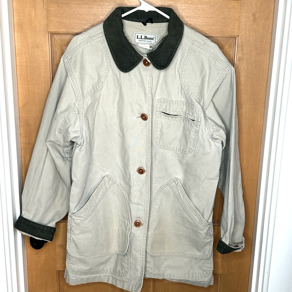 Vtg LL Bean Adirondack Barn Coat 46" Buttons Green Corduroy Trim *No Liner - Picture 1 of 8